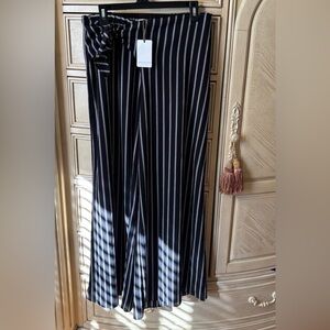 Black and White Striped Women's Pants